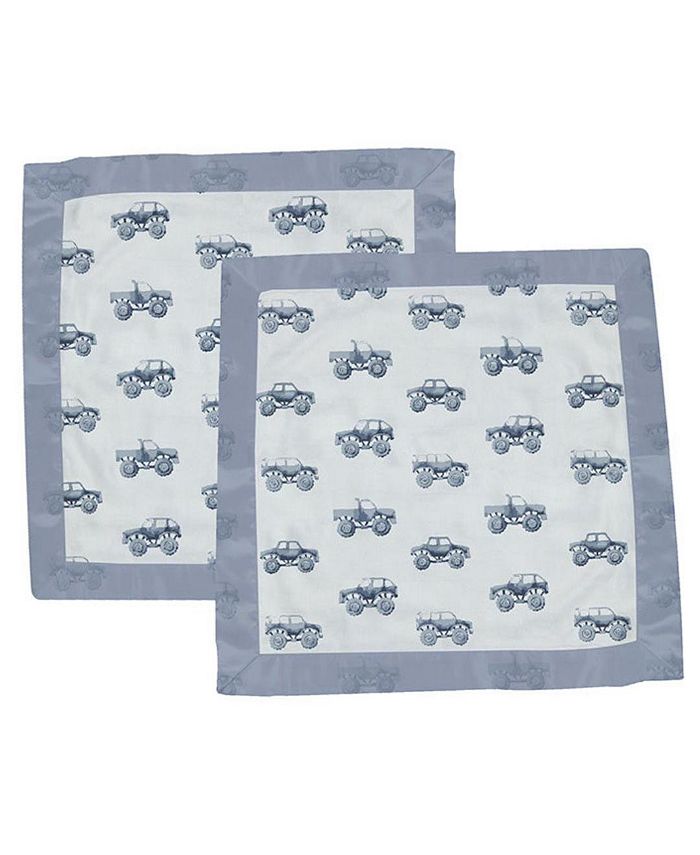 Newcastle Classics Indigo Monster Trucks 100 Soft Bamboo Muslin Cotton 2 Pack Blanket Set 16" X