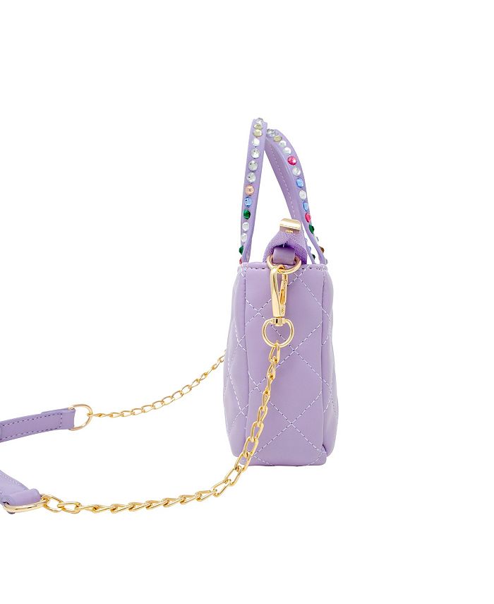 Tiny Treats + Zomi Gems Girl's Purple Quilted Rhinestone Tote Bag - Macy's