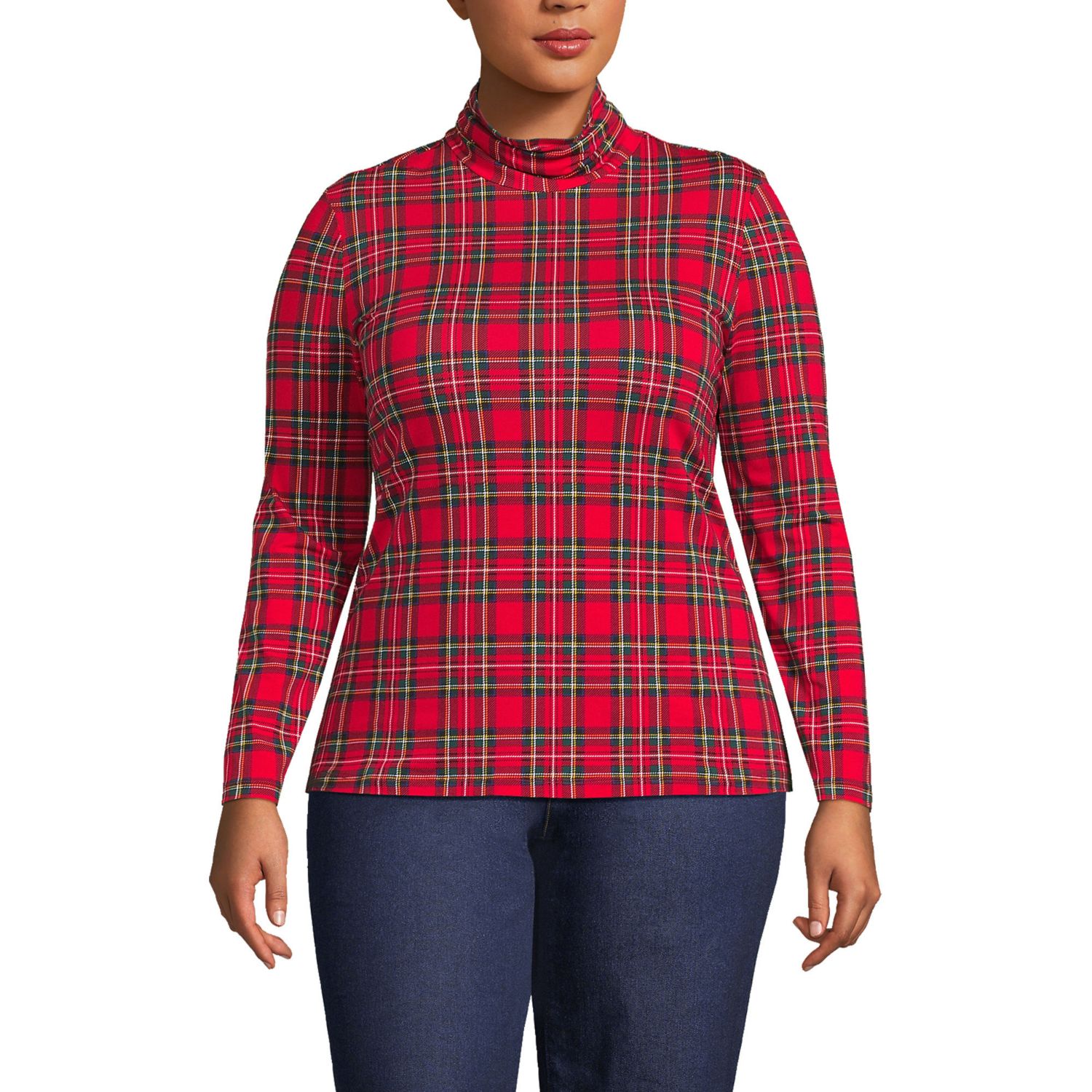 Plus Size Lightweight Jersey Long Sleeve Turtleneck