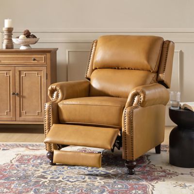 Franco Traditional Genuine Leather Manual Recliner
