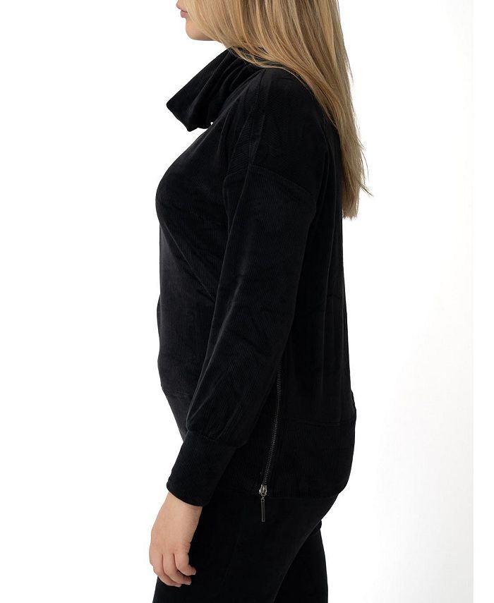 Cable & Gauge Women's Velour Side Zip Turtleneck Pullover Macy's