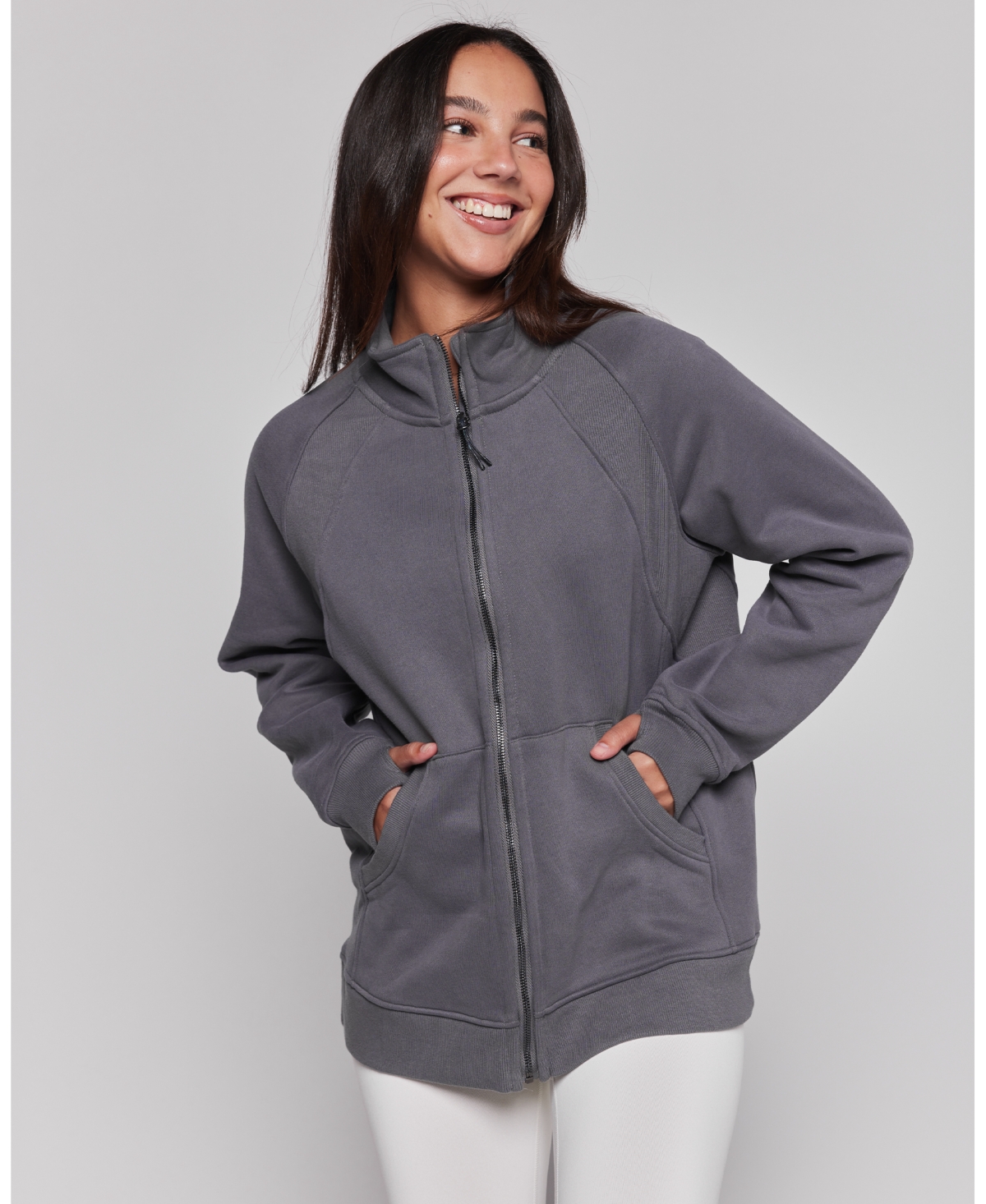 Effortless Fleece Oversized Jacket For Women - Phantom grey