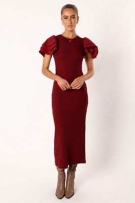 knee length dresses for ladies Sea of Hibiscus Frilly Hem Maxi Dress  MCBoutique