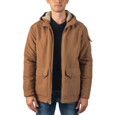 Mens Sherpa Lined Parka Hooded Winter Coat Cargo Utility Jacket