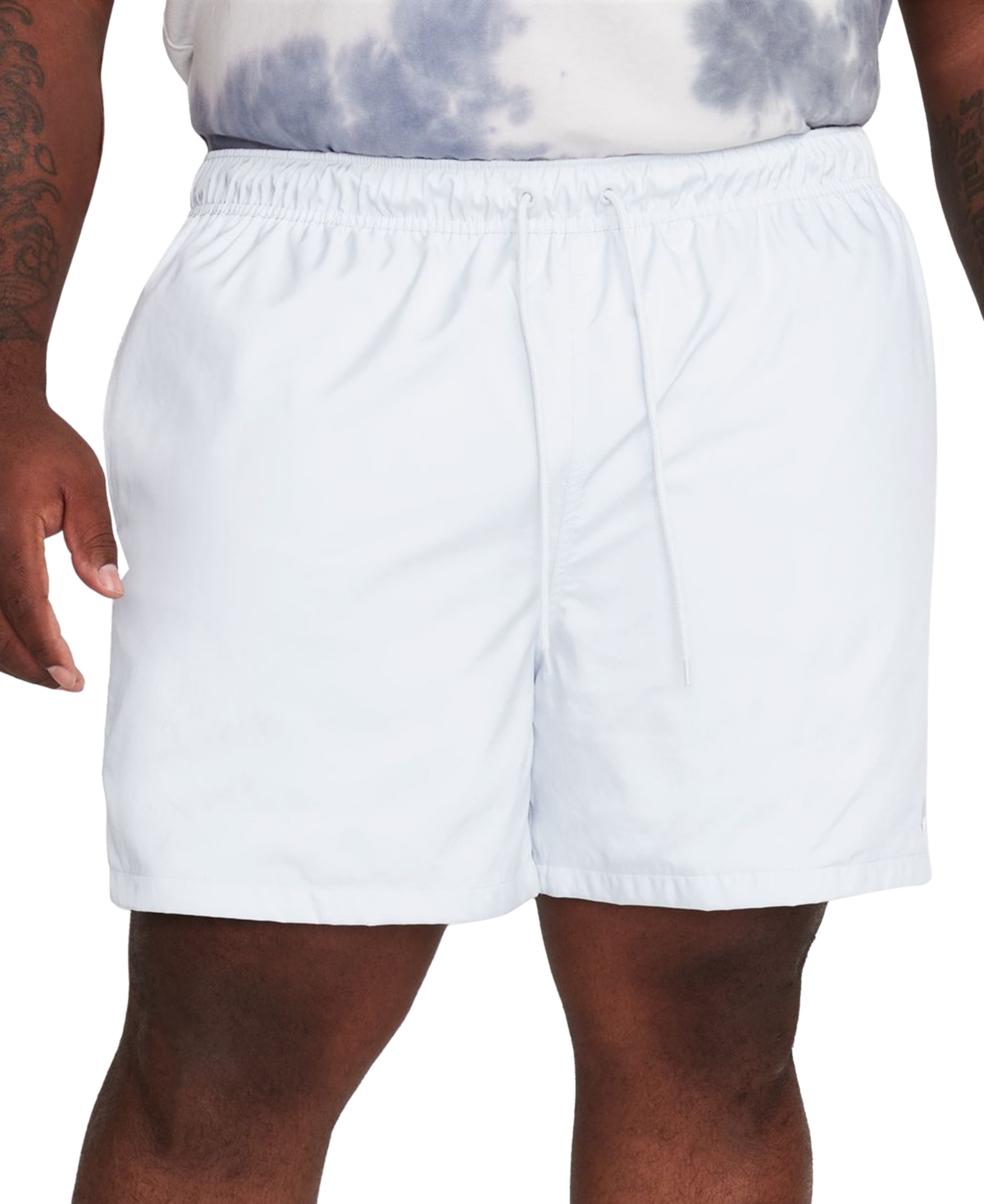 Shop Nike Men's Club Flow Relaxed-fit 6" Drawstring Shorts In Pure Platinum,white