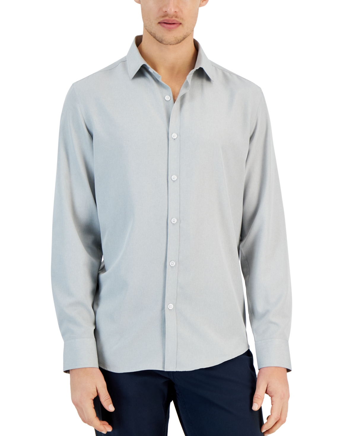 Alfani Men's Regular-fit Heather Shirt, Created For Macy's In Casual Grey Heather