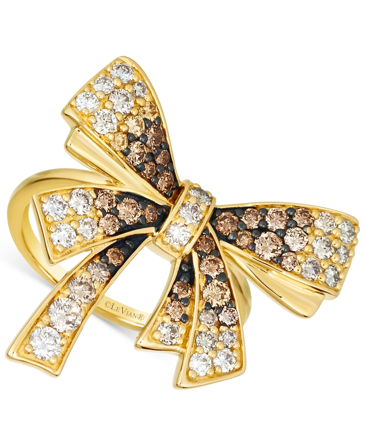 Le Vian Ombre Chocolate Ombre Diamond & Vanilla Diamond Bow Ring (1-3/8 Ct. T.w.) In 14k Gold In K Honey Gold Ring