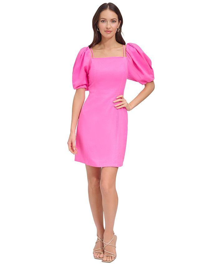 DKNY Women's Puff-Sleeve Linen-Blend Dress - Macy's