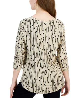 Petite Printed 3/4-Sleeve Rayon Span Top, Created for Macy's