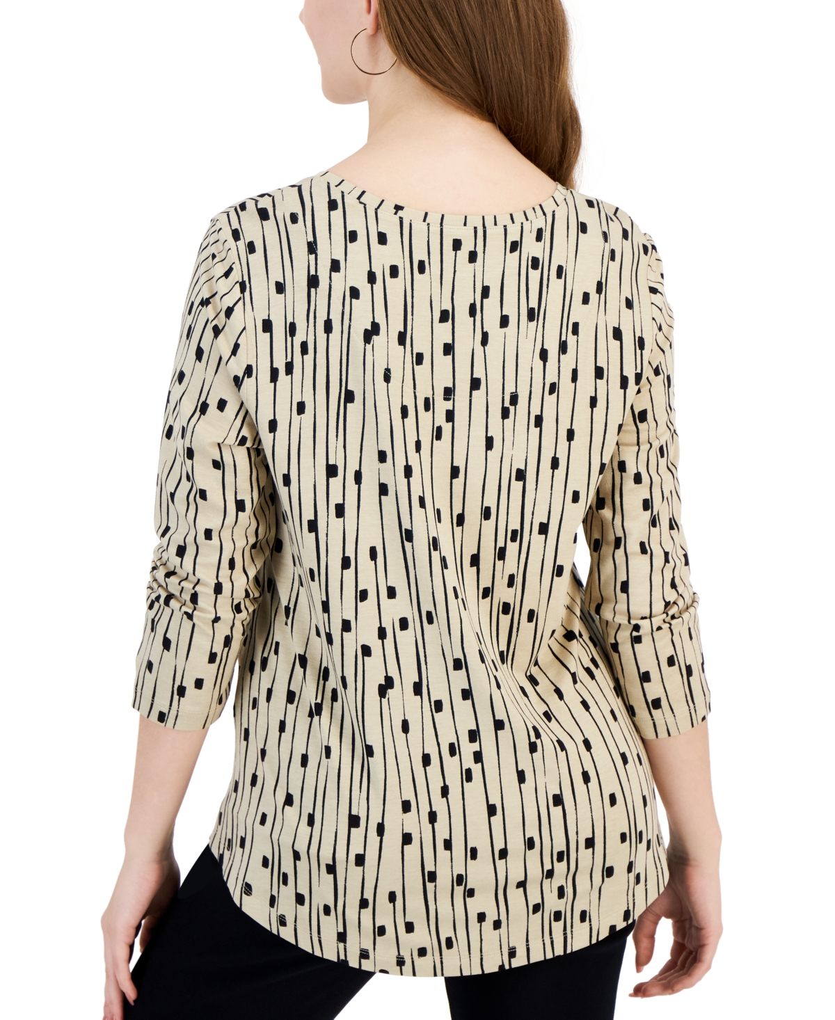 Jm Collection Petite Printed 3/4-Sleeve Rayon Span Top, Created for Macy's