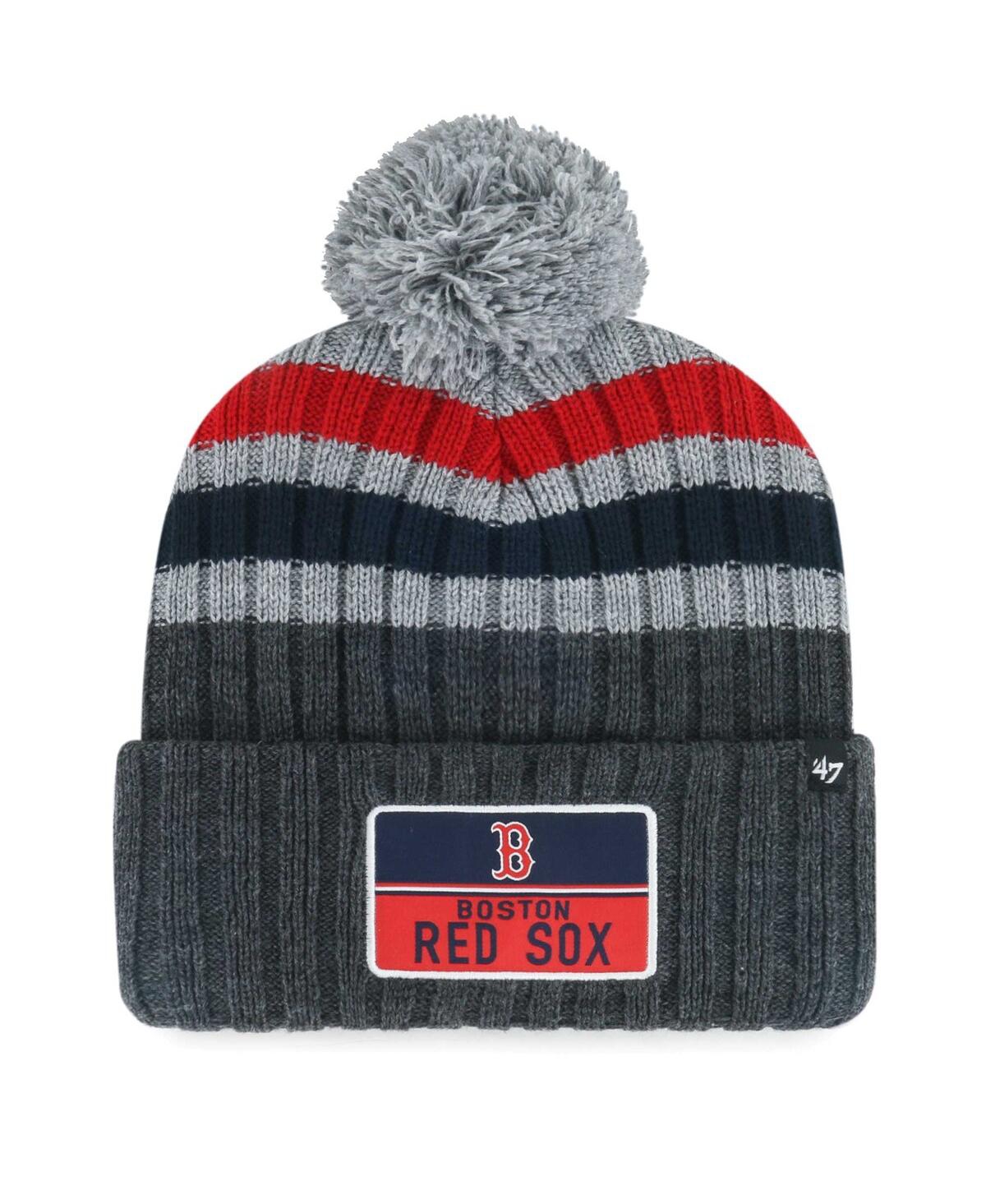 47 Brand Men's ' Gray Boston Red Sox Stack Cuffed Knit Hat With Pom