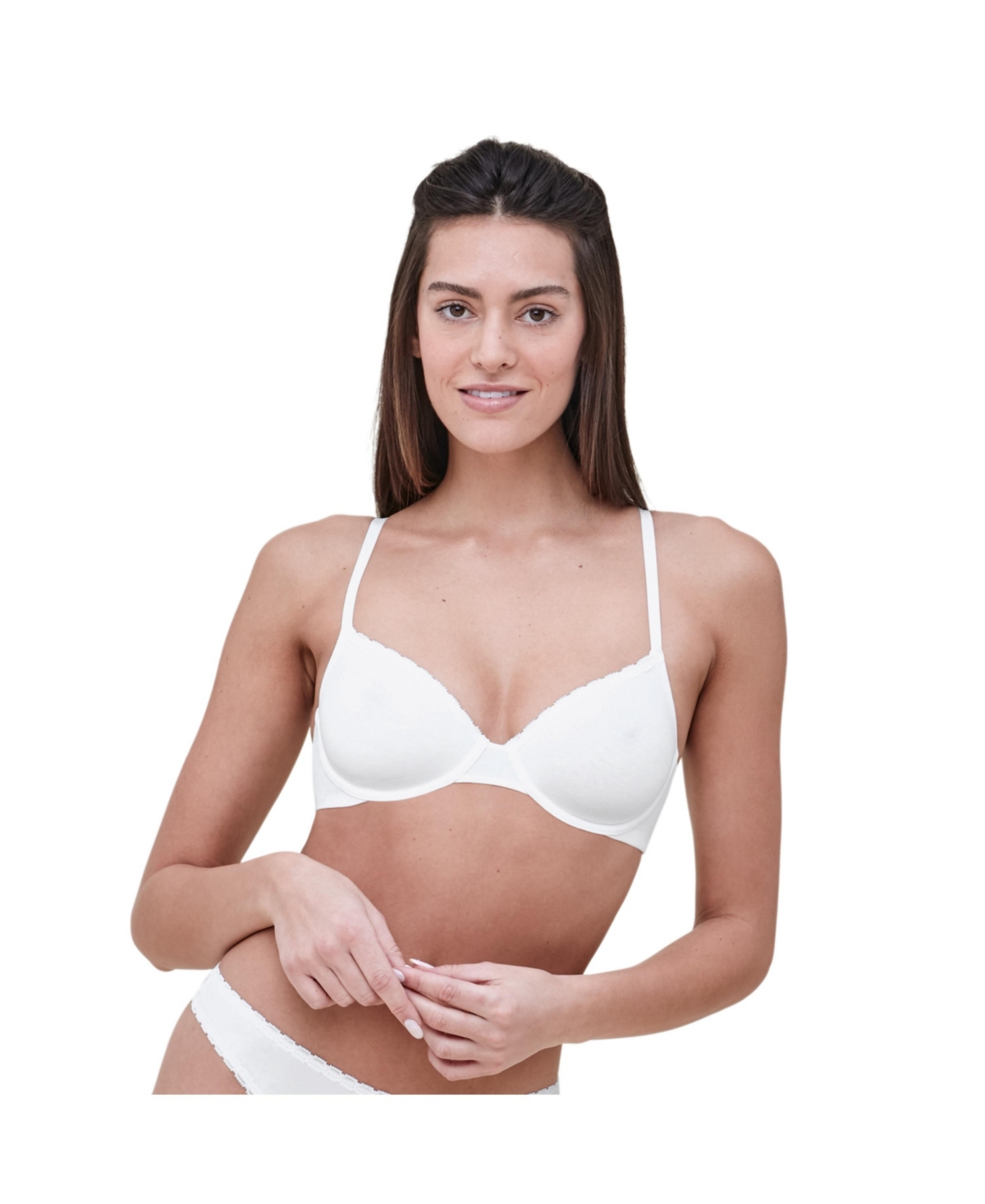 Skarlett Blue Adorned Demi Cotton Bra In White