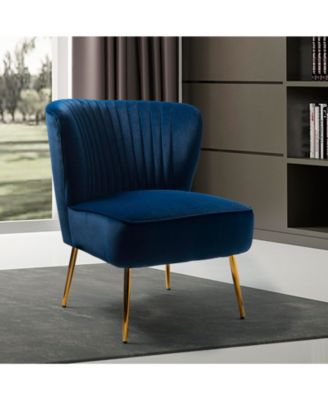 Velvet Accent Chair with Gold Metal Legs for Bedroom Guest Room Vanity