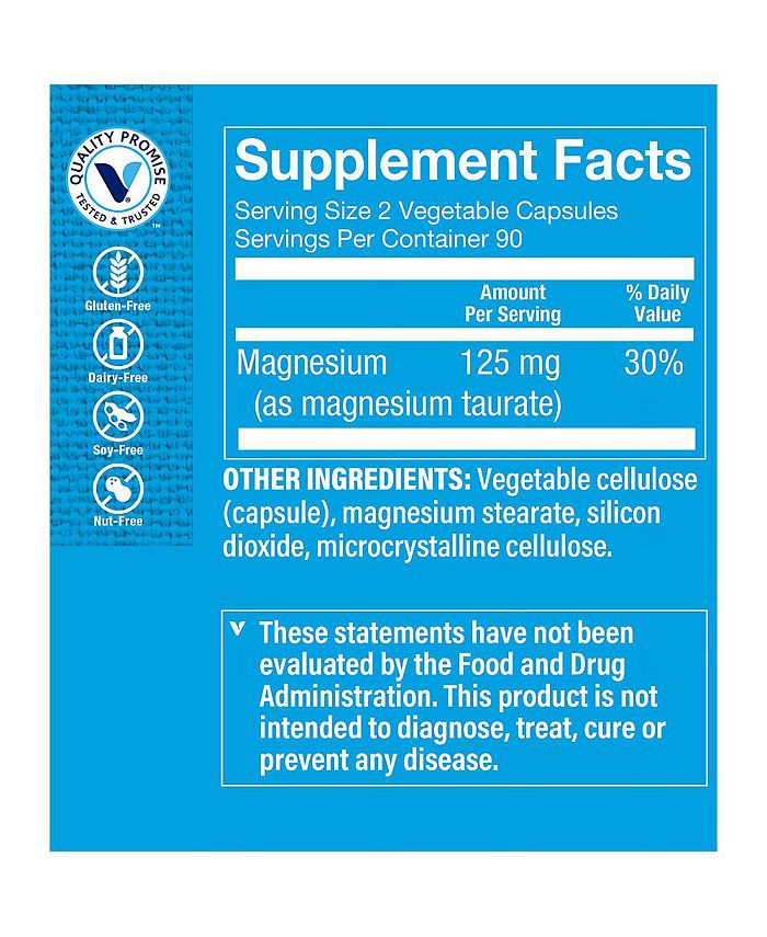 The Vitamin Shoppe Magnesium Taurate 125 MG (180 Vegetable Capsules