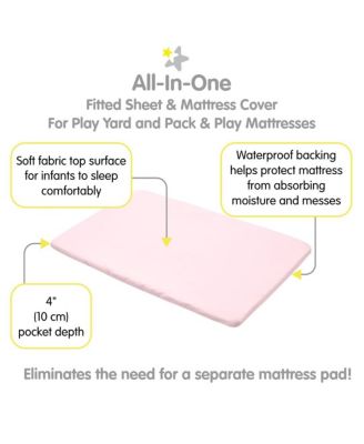 All-in-One Fitted Sheet & Waterproof Cover for 39" x 27" Play Yard Mattress (2-Pack)