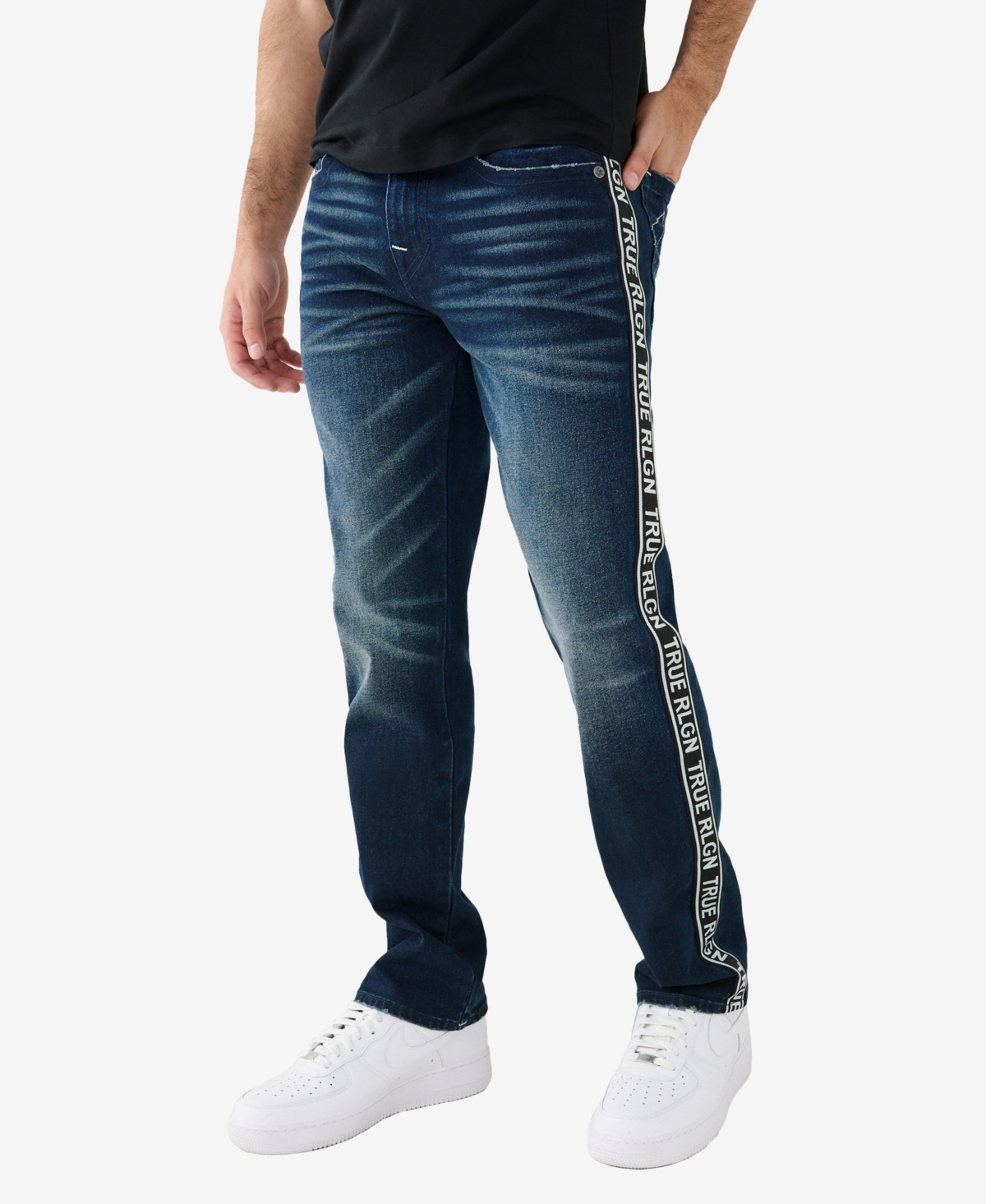Men's Ricky Straight Jeans with Logo Tape - Naos Dark Wash