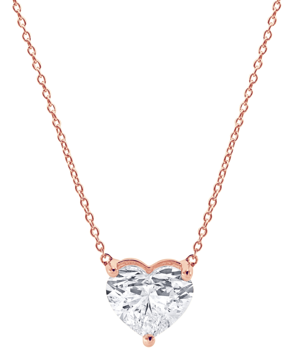 Badgley Mischka Certified Lab Grown Diamond Heart Solitaire Pendant Necklace (2 Ct. T.w.) In 14k Gold, 16" + 2" Exte In Rose Gold