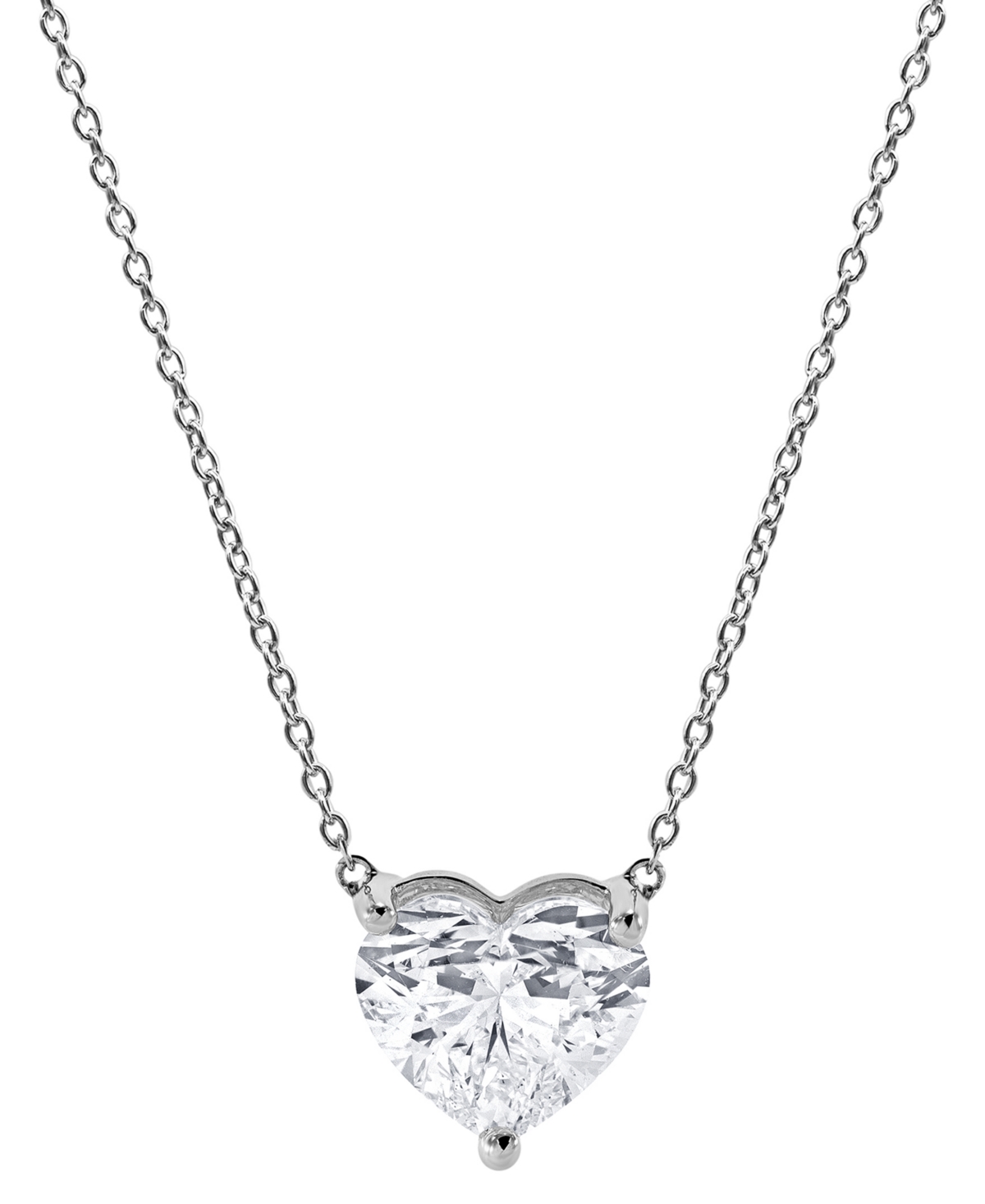 Badgley Mischka Certified Lab Grown Diamond Heart Solitaire Pendant Necklace (2 Ct. T.w.) In 14k Gold, 16" + 2" Exte In White Gold