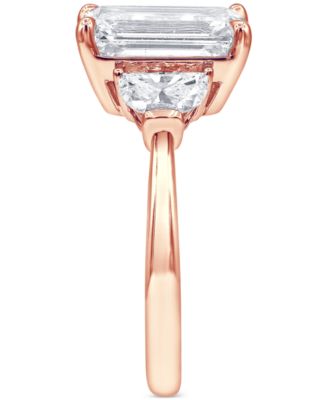 Badgley Mischka Certified Lab Grown Emerald Diamond Three Stone Engagement Ring (4-5/8 ct. t.w.) in 14k Gold