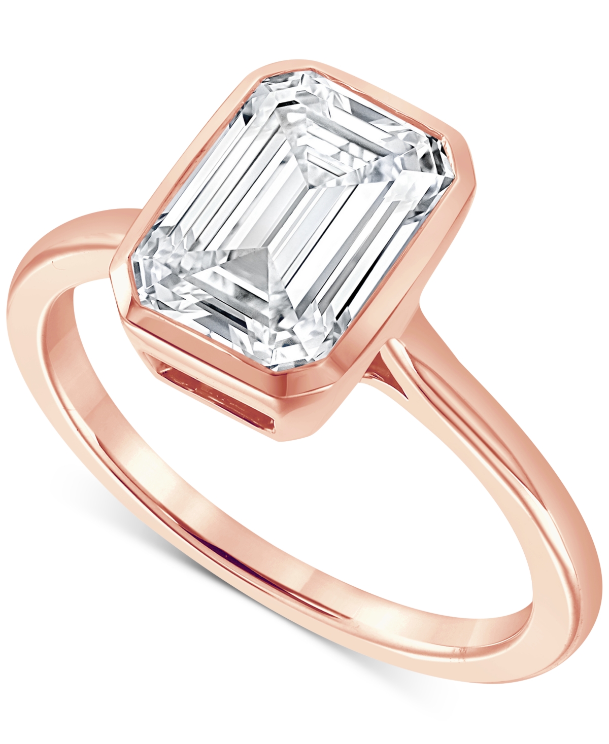 Badgley Mischka Certified Lab Grown Diamond Emerald-cut Bezel Solitaire Engagement Ring (3 Ct. T.w.) In 14k Gold In Rose Gold