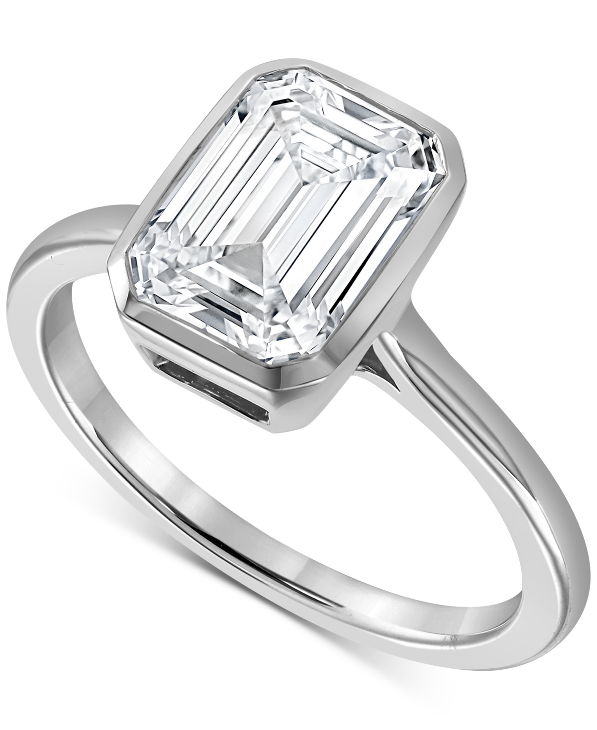 Badgley Mischka Certified Lab Grown Diamond Emerald-cut Bezel Solitaire Engagement Ring (3 Ct. T.w.) In 14k Gold In White Gold