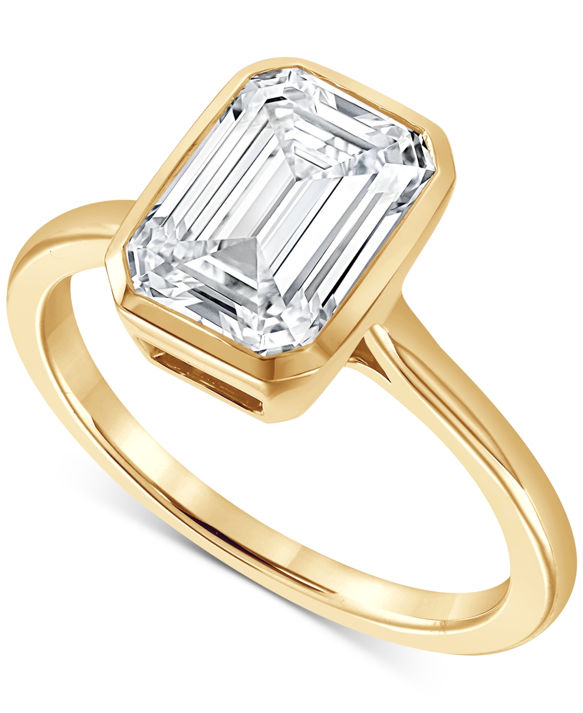 Badgley Mischka Certified Lab Grown Diamond Emerald-cut Bezel Solitaire Engagement Ring (3 Ct. T.w.) In 14k Gold In Yellow Gold