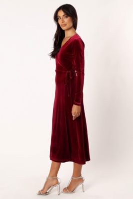 Womens Darby Long Sleeve Midi Dress - Burgundy