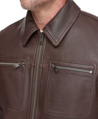 Men's Halen Pebbled Leather Trucker Jacket