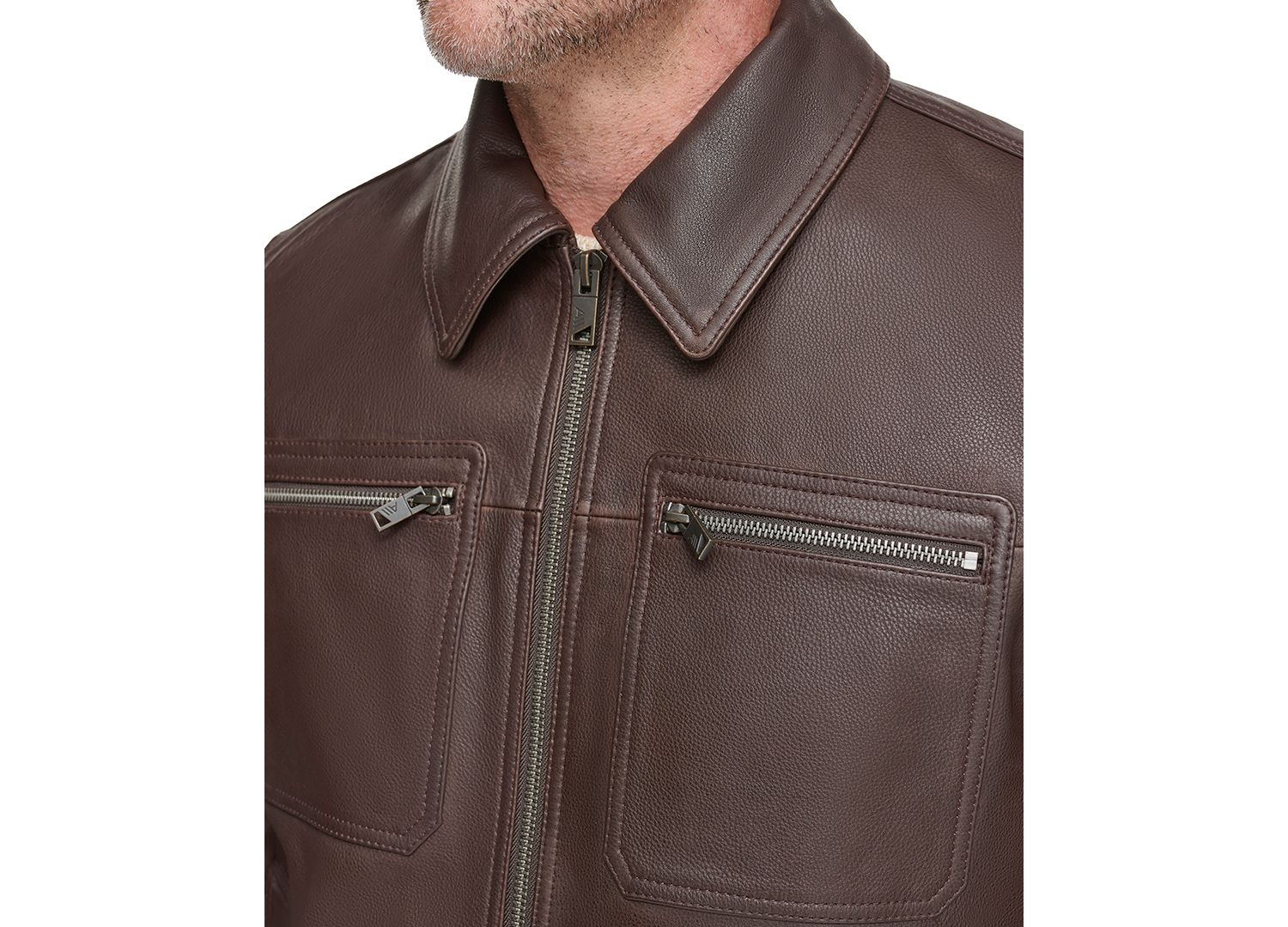 Men's Halen Genuine Pebbled Leather Trucker Jacket