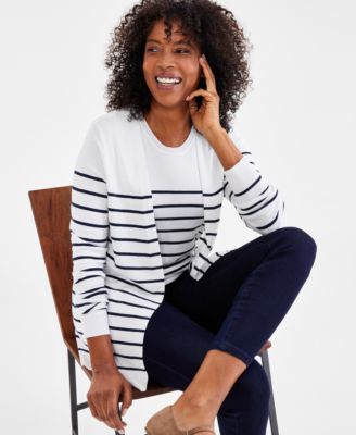 Style & Co Women's Striped Cardigan Sweater, Created for Macy's