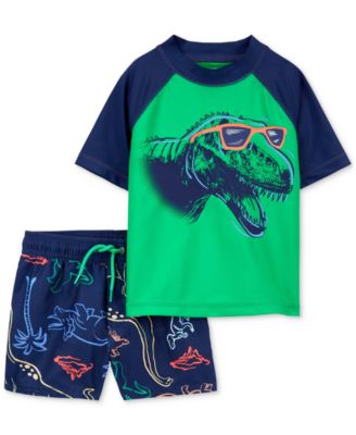 Carter's - Toddler Boys Dinosaur Rash Guard Top and Printed Swim Shorts, 2 Piece Set