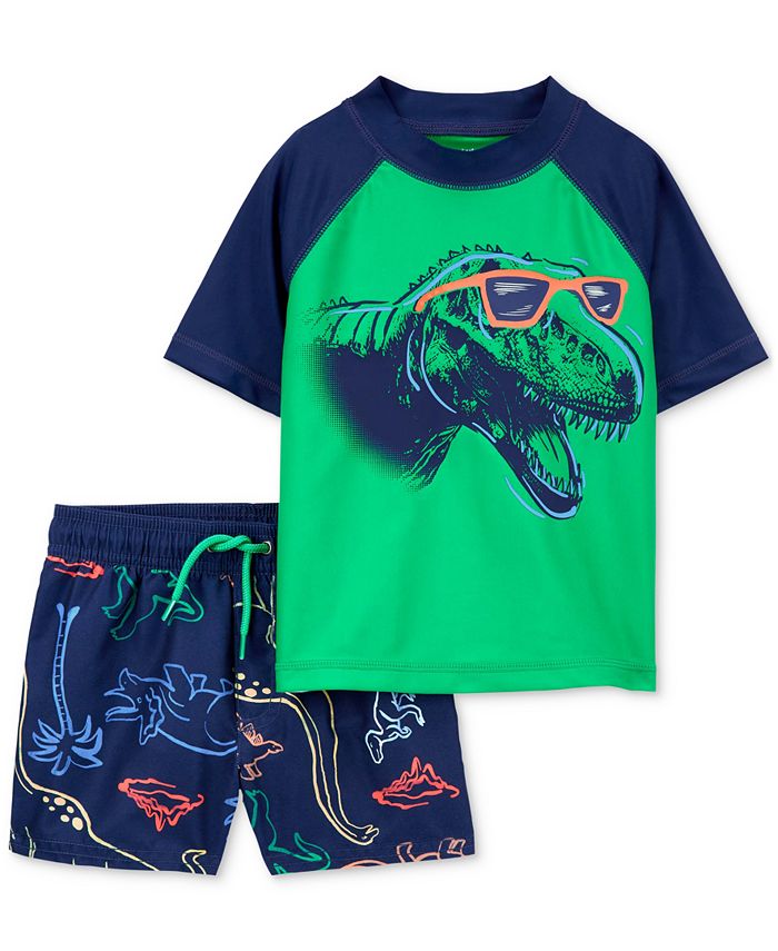 Carter's Toddler Boys Dinosaur Rash Guard Top and Printed Swim Shorts ...