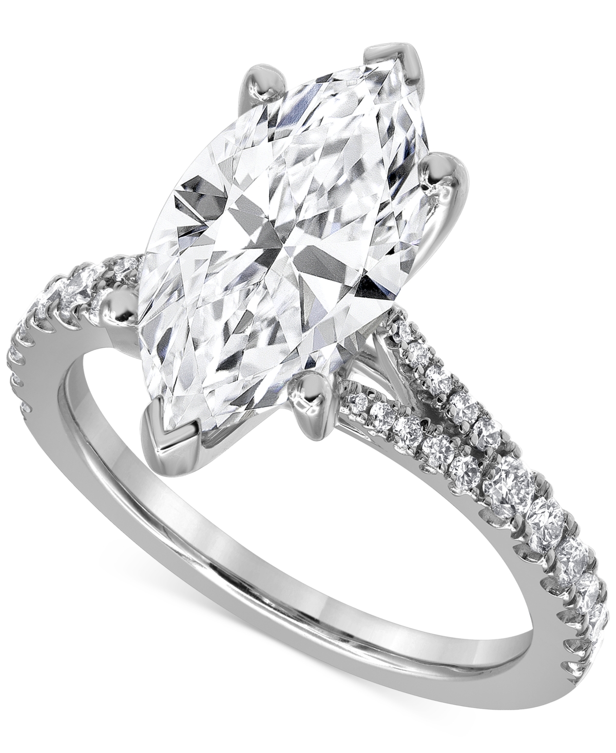 Badgley Mischka Certified Lab Grown Marquise Diamond Split Shank Engagement Ring (3-1/3 Ct. T.w.) In 14k Gold In White Gold