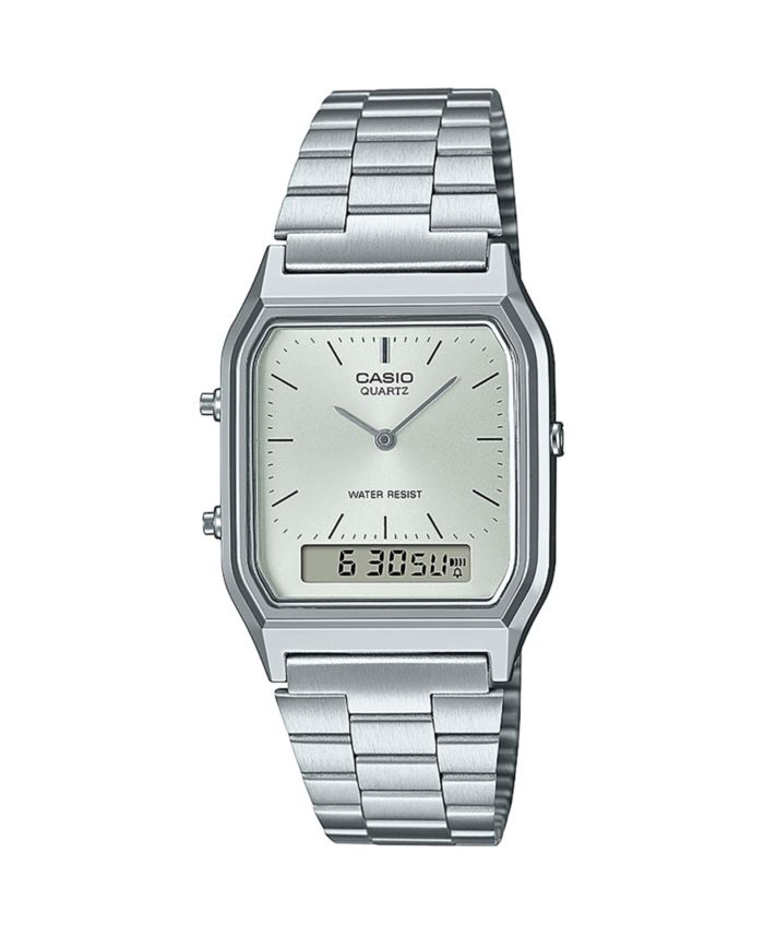Unisex Analog Digital Casio Silver-Tone Color Stainless Steel Watch
