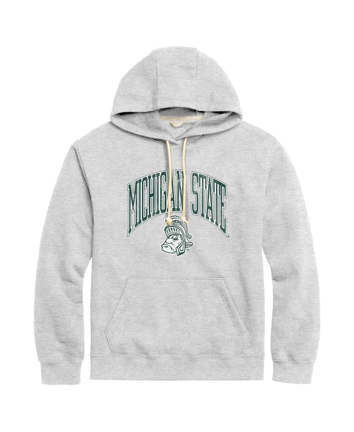 Men's League Collegiate Wear Heather Gray Distressed Michigan State Spartans Tall Arch Essential Pullover Hoodie - Heather Gray