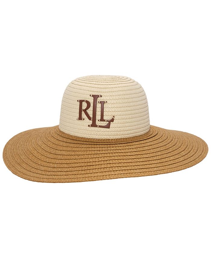 Lauren Ralph Lauren Leather Logo with Woven Sun Hat Macy's