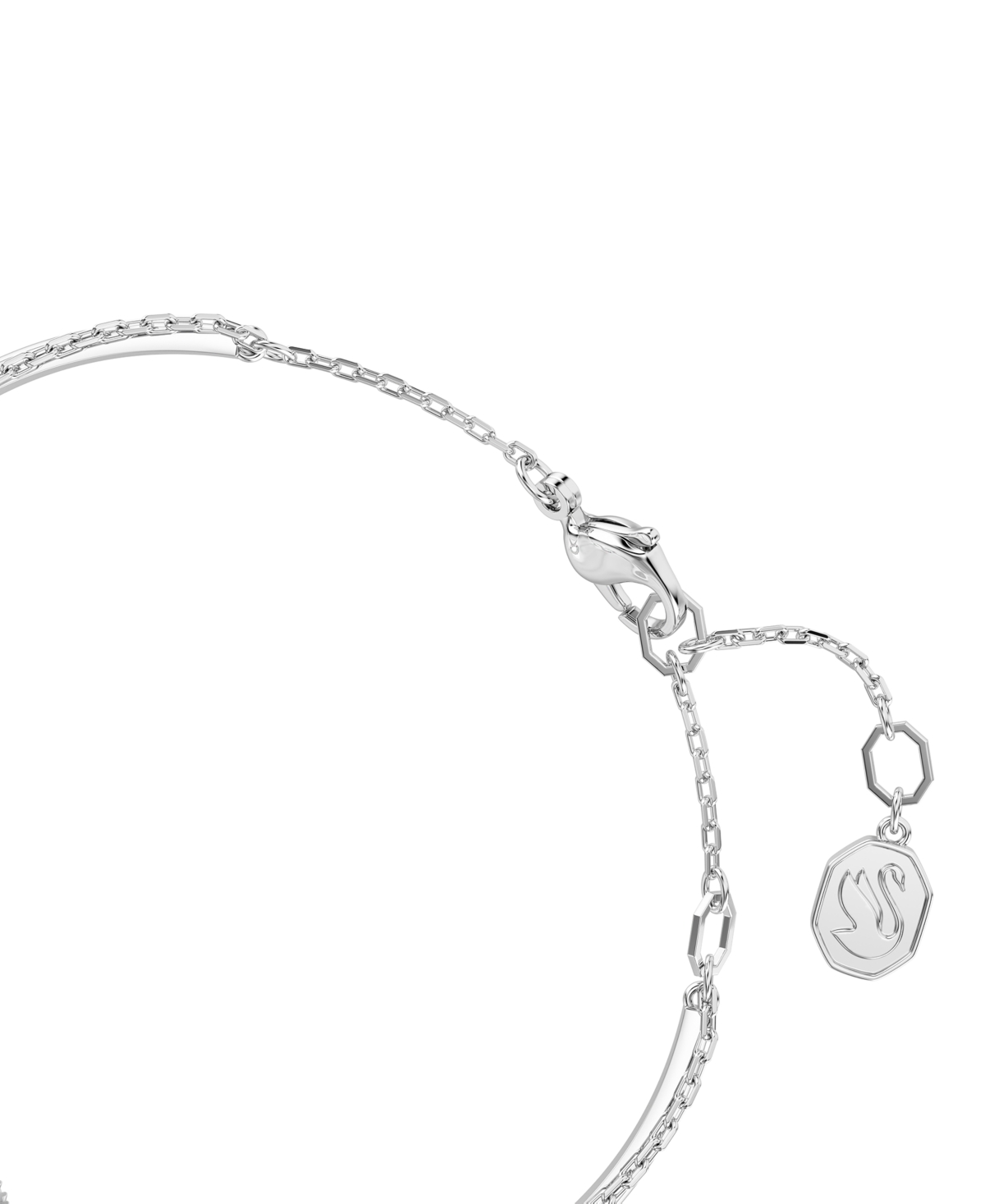 Swarovski Rhodium-plated Baguette Crystal Infinity Double-row Bangle Bracelet In Silver