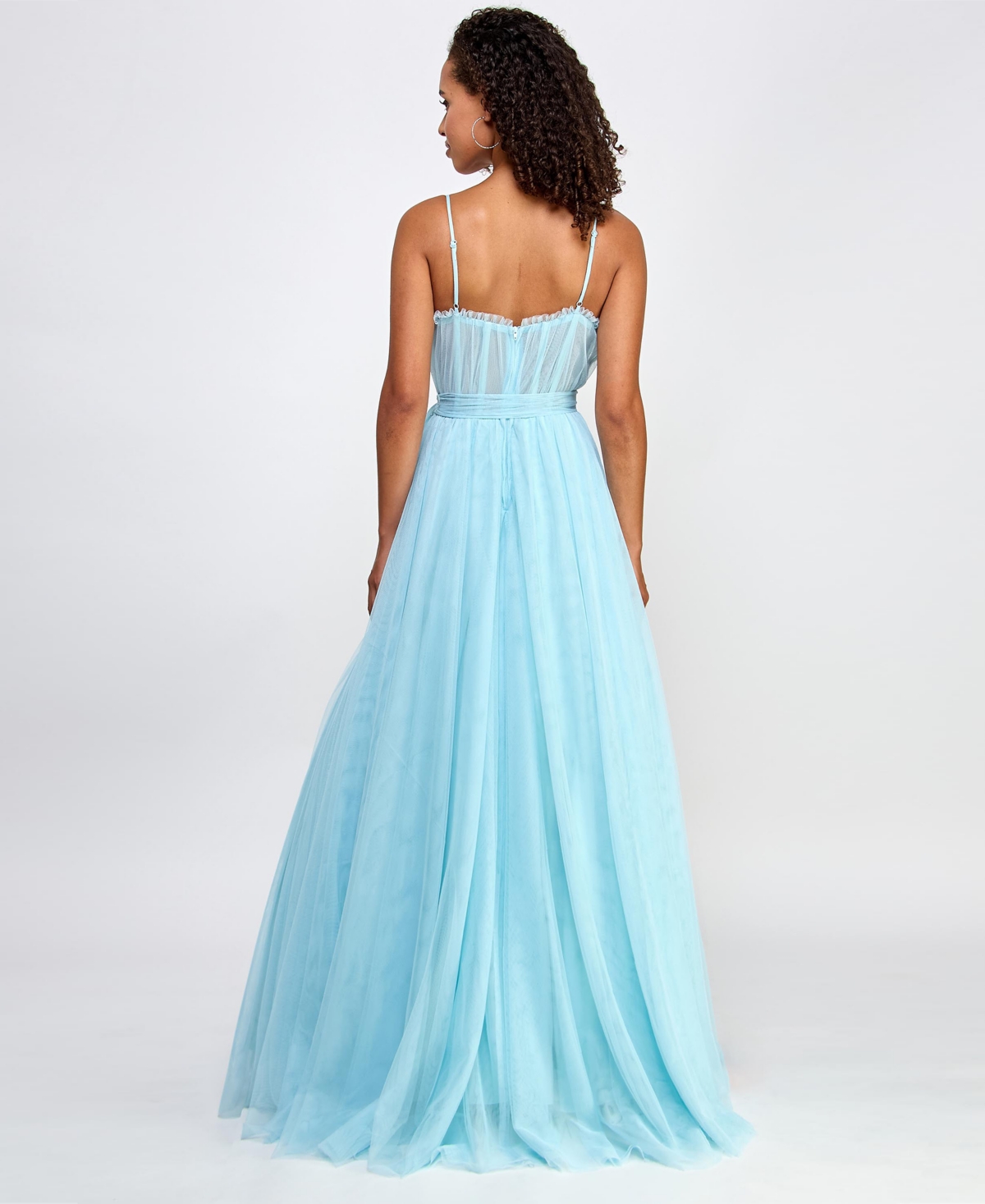 Shop City Studios Juniors' Tulle Bustier Gown In Baby Blue
