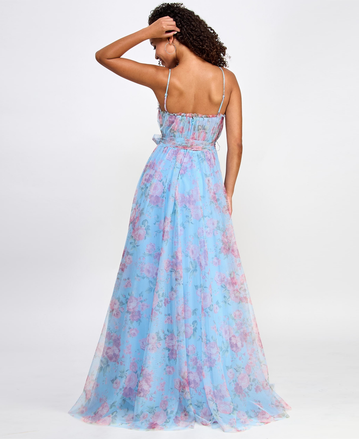 City Studios Juniors Floral Print Bustier Gown Created for Macy s Sky Rose Smart Closet