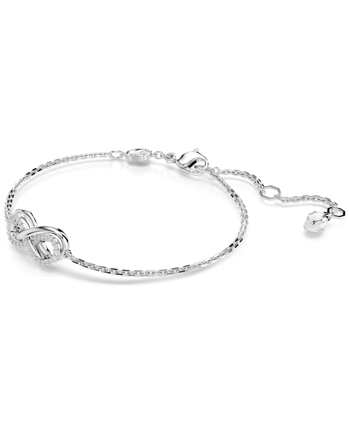 Shop Swarovski Rhodium-plated Pave Infinity Link Bracelet In Silver