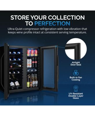 Shadow Series Wine Cooler Refrigerator 18 Bottles & 59 Cans Dual Temperature Zones in Black