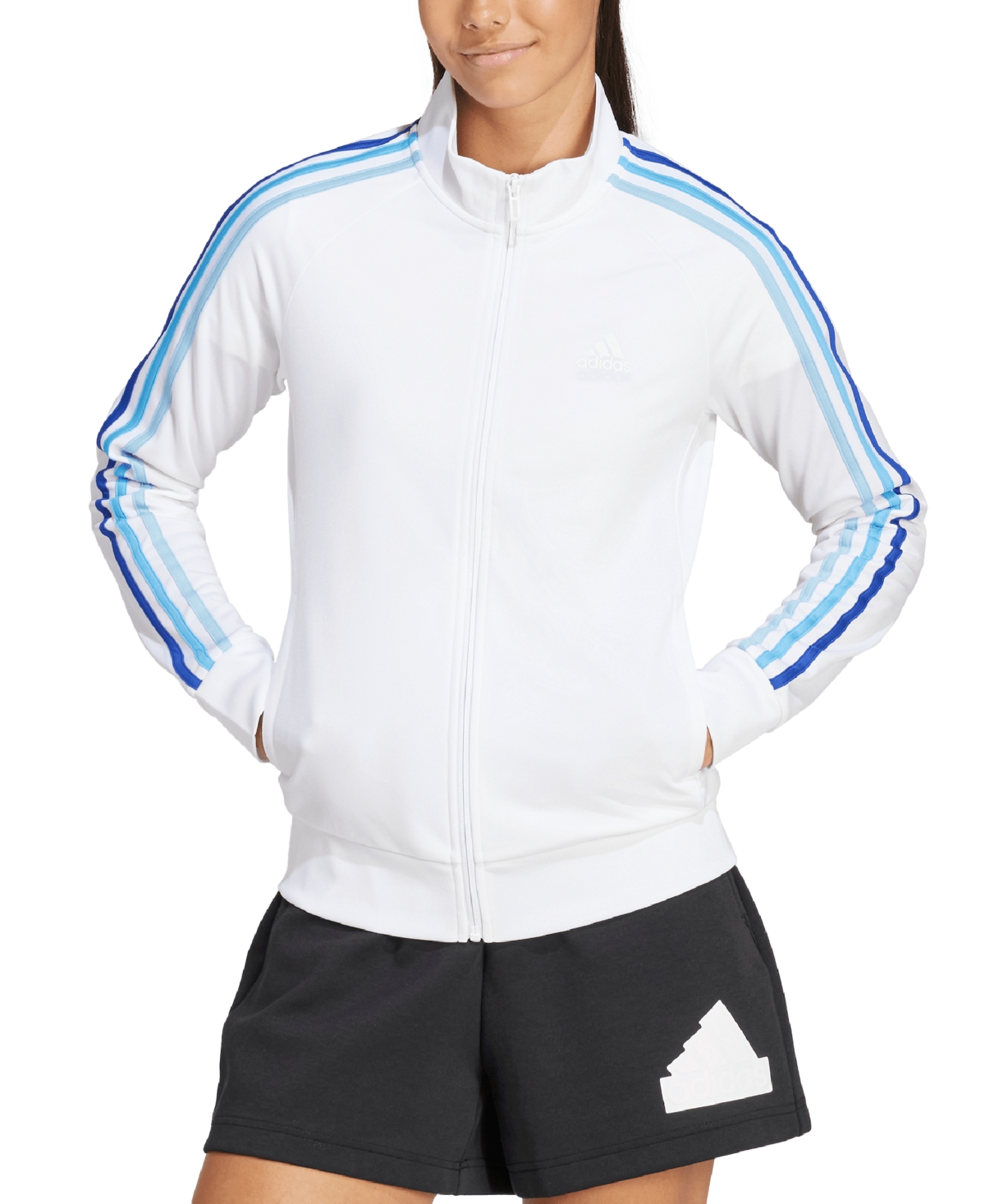 Shop Adidas Originals Women's 3-stripe Tricot Track Jacket, Xs-4x In White