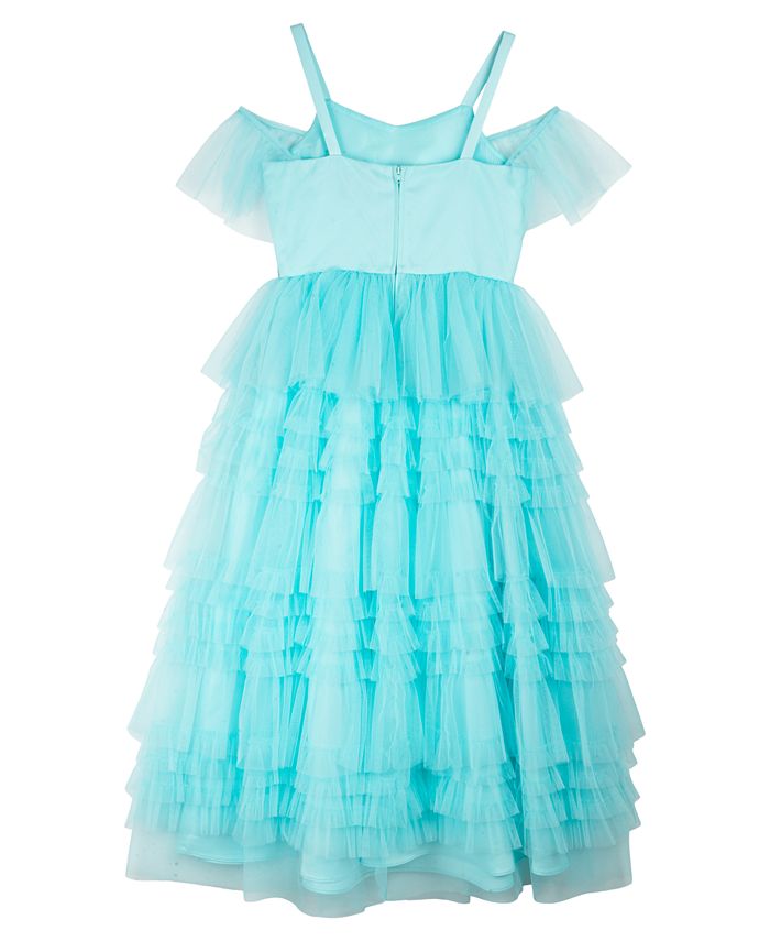 Rare Editions Big Girls Tiered, Cold Shoulder Party Dress - Macy's