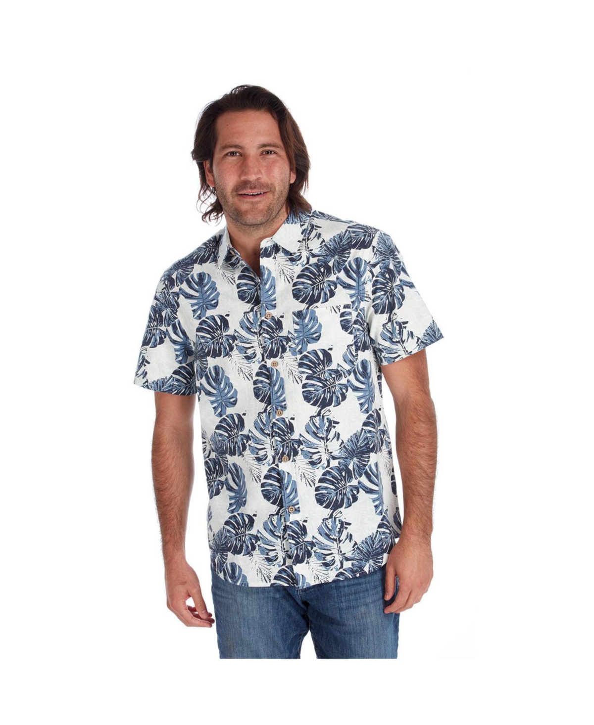 Clothing Men's Short Sleeve Floral Shirt - Navy