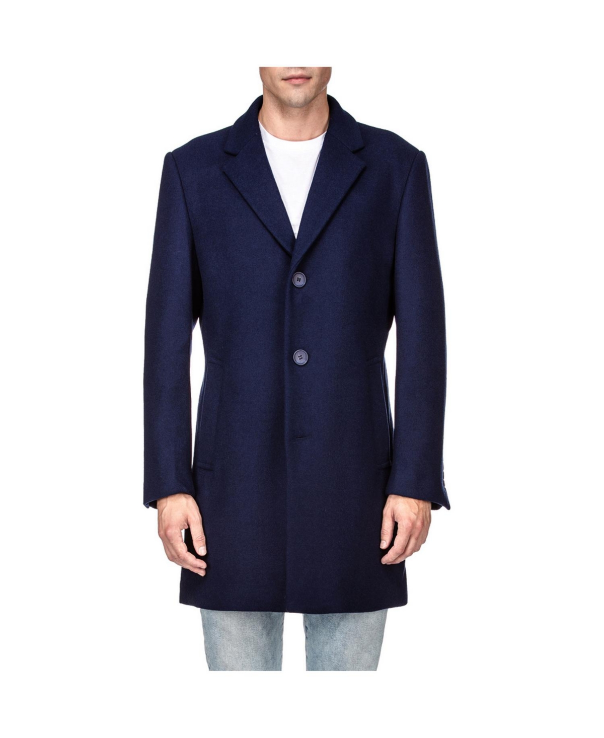 Men's Tailored Wool Blend Notch Collar Wool Blend Walker Car Coat - Light grey