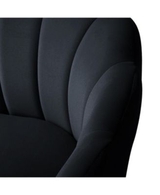 Modern Velvet Barrel Chair with Channel Tufted Back