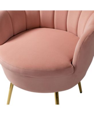 Modern Velvet Barrel Chair with Channel Tufted Back