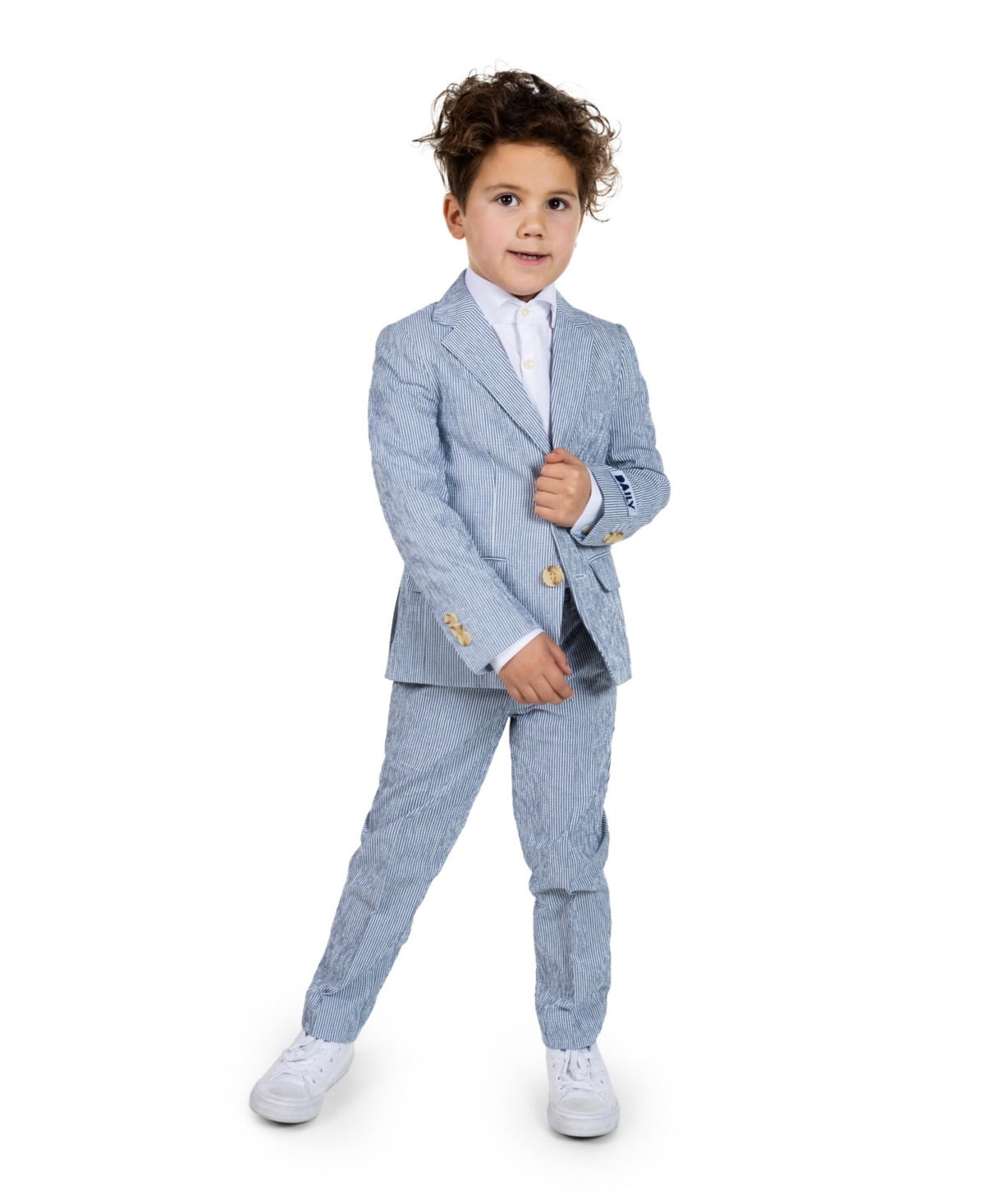 Opposuits Kids' Toddler And Little Boys Daily Seer Sucker Formal Suit Set In Blue