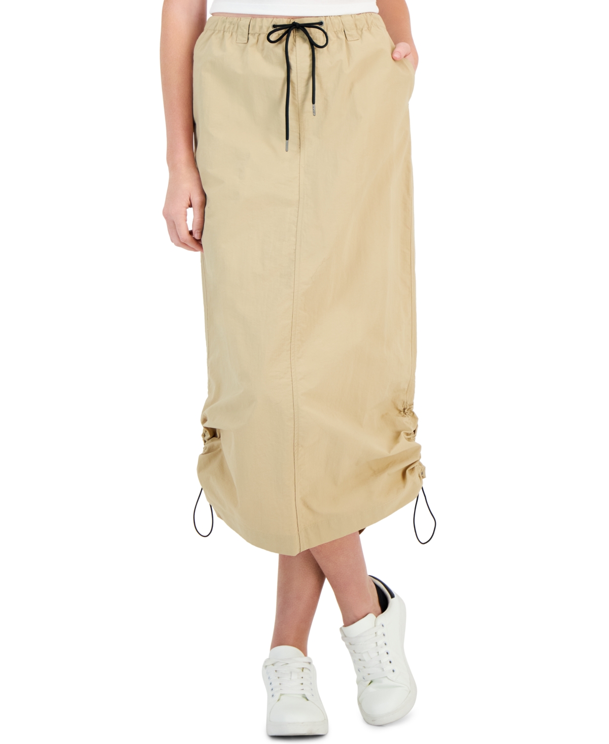 Juniors' Parachute Maxi Skirt - Khaki