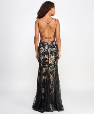 Emerald Sundae Juniors' Sequin And Lace Embellished Godet Dress, Created  for Macy's - Macy's
